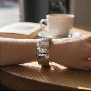 Silver Hammered Cuff Bracelet